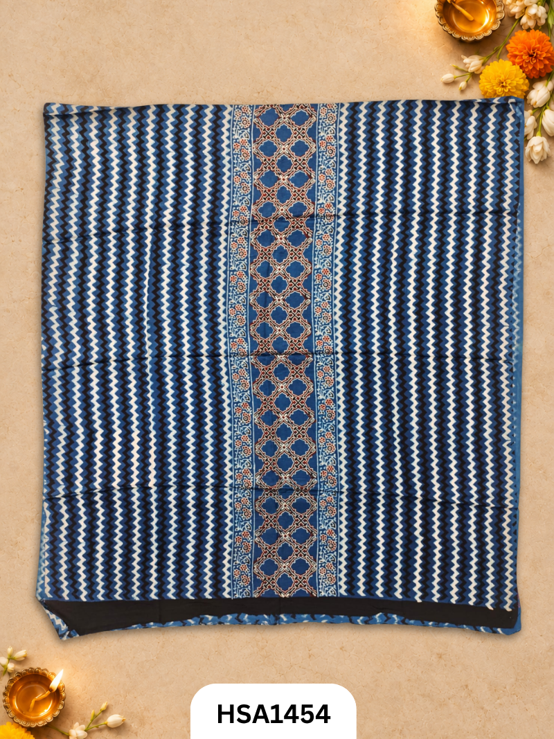Ajrakh Hand Block Kuchh Printed Kaftan | Dress Material