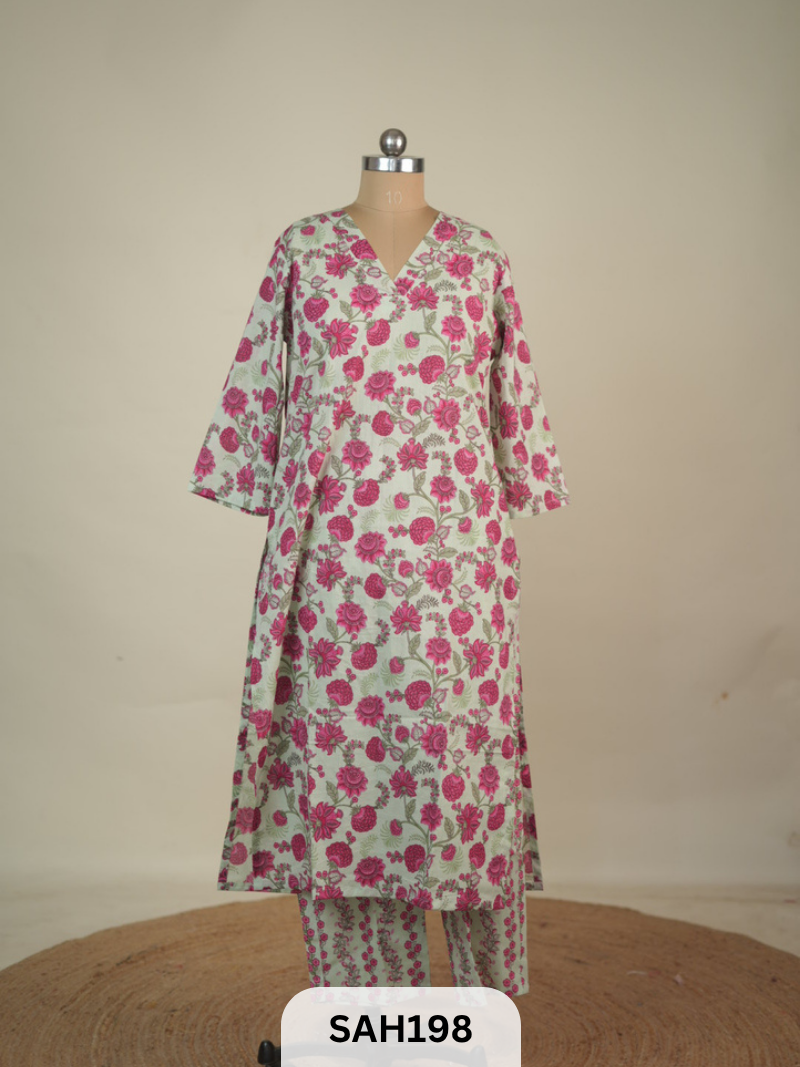 PREMIUM JAIPUR HANDBLOCK KURTI 2PCS SET