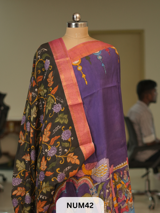 PENKALAMKARI CHENNURI SILK SAREE