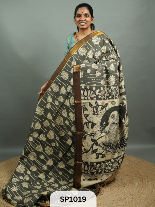 Kalamkari Chenuri Silk saree