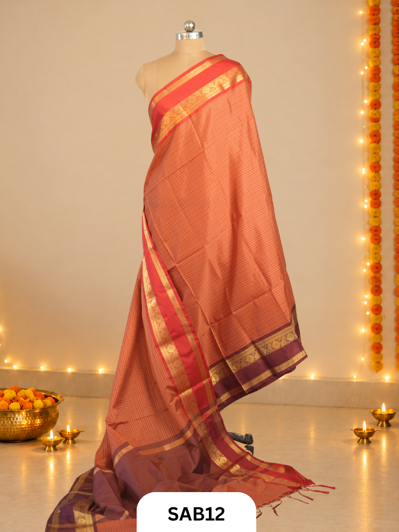 Kasa Kasa Checks With Ganga Jamuna border Saree