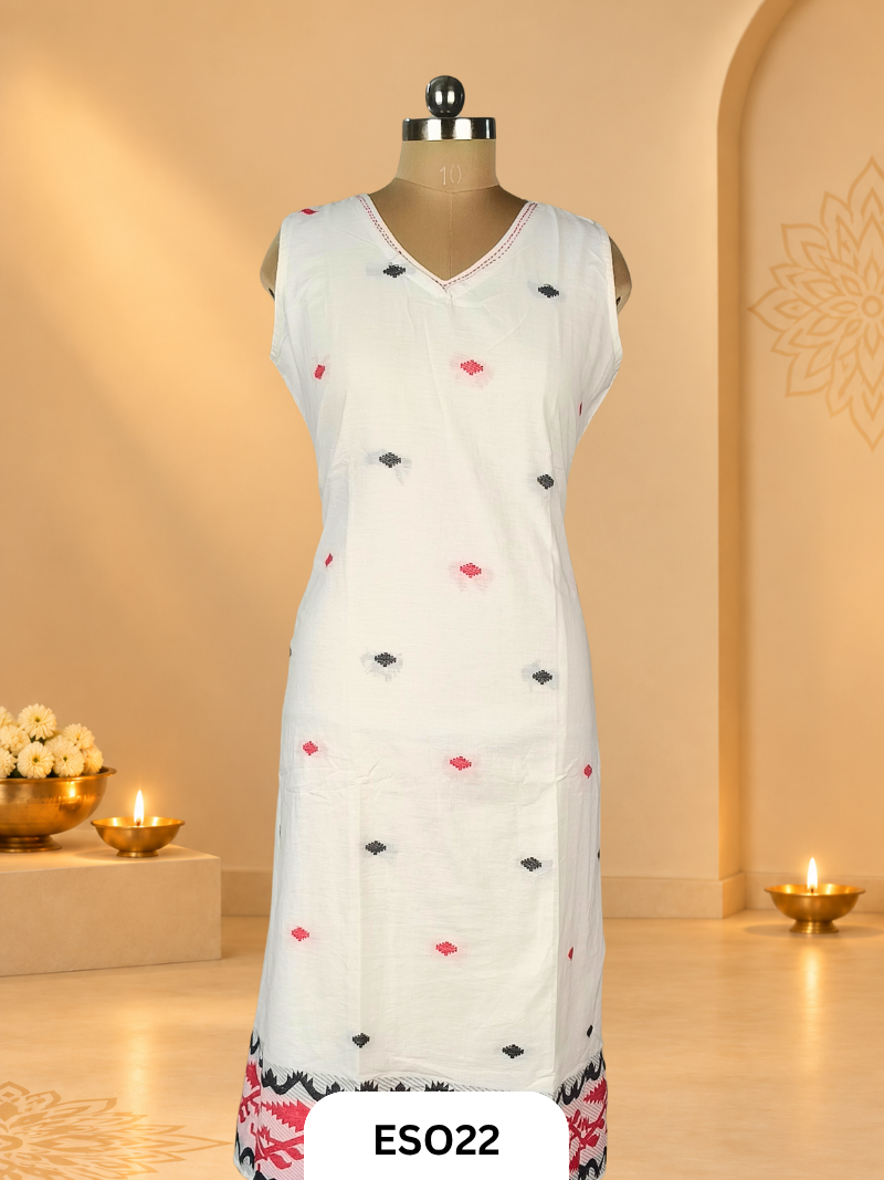 Red & White Jacket Dress With Astar