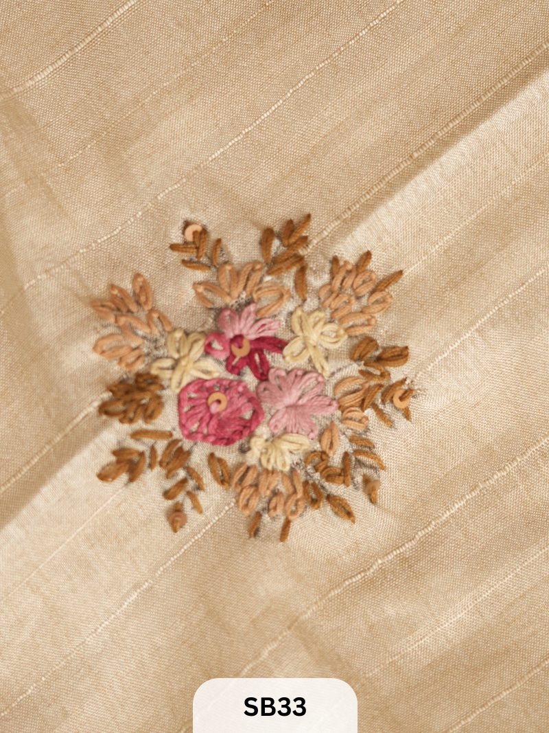 SEMI TUSSAR WITH HAND EMBROIDERY