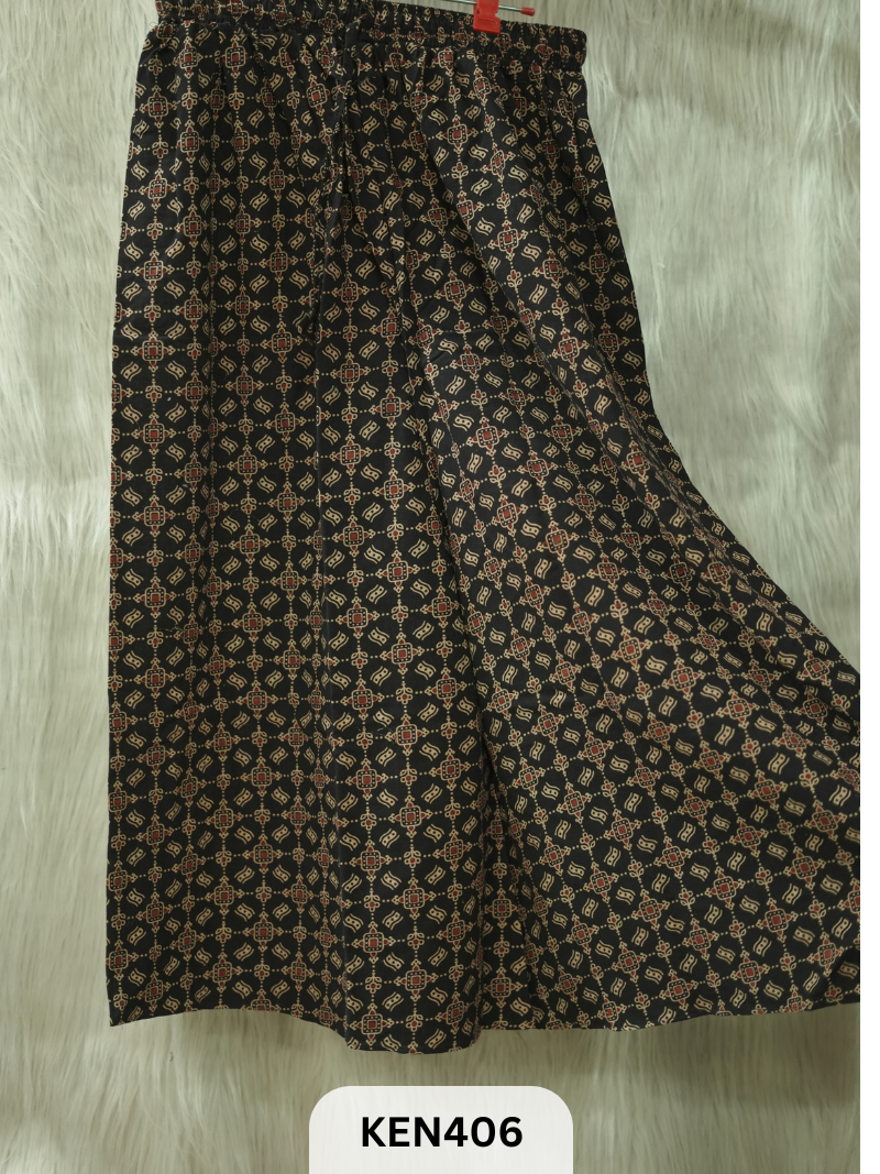 PLAZO HANDBLOCK PANT-FREE SIZE(22 to 40 INCH)