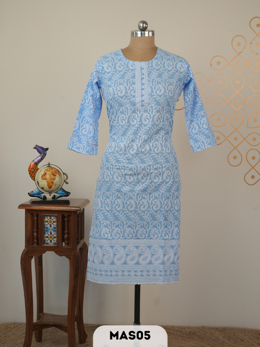 CHIKENKARI KURTI TOP MATERIAL WITH MACHINE EMBROIDERY