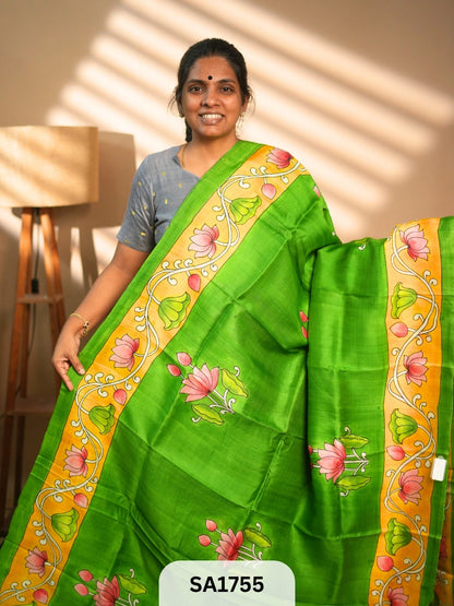 MURSHIDABAD SILK SAREE HAND PAINTED