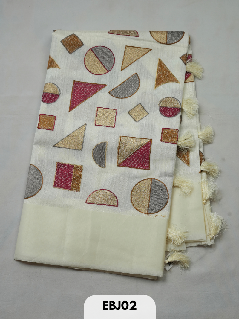 Pure tussar embroidery design saree
