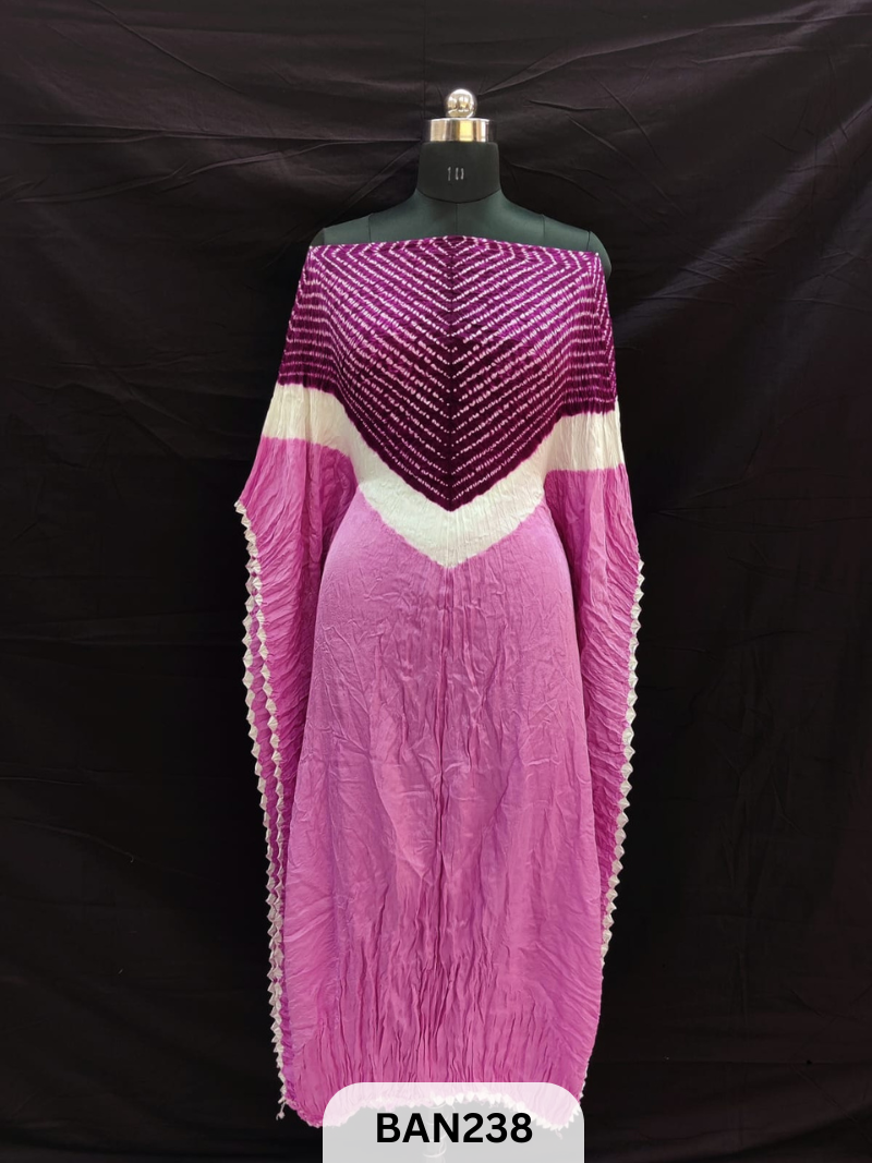 SEMI GAJI SHIBORI VIMKO PLAIN 2D EDGING UNSTITCHED KAFTAN