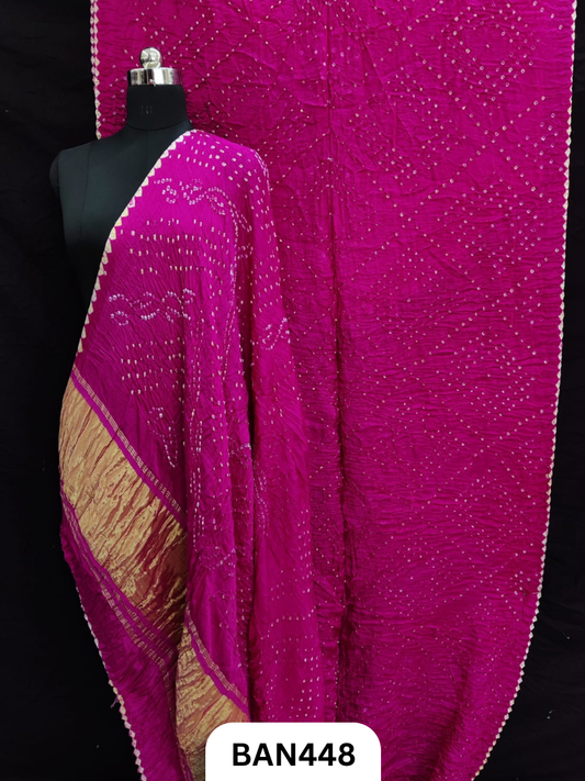 Semi Gaji Silk Tissue Pallu Choras Bandhej Saree With Edging