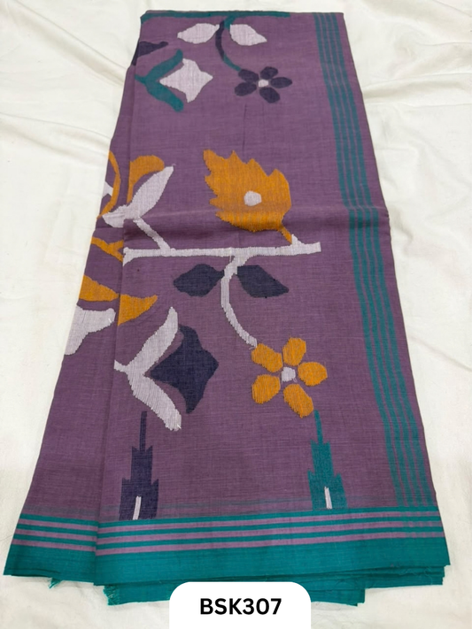 Handloom Pure Mul Cotton With Jamdhani Weave Saree