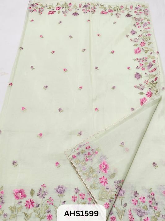 Soft Silk Kota Embroidery Work Saree With Blouse