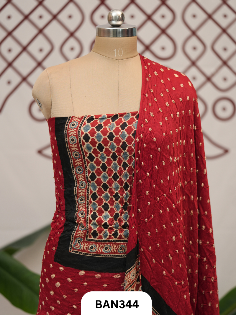 Modal Bandhini 3pcs Salwar Suit With Lagdi Patta Dupatta