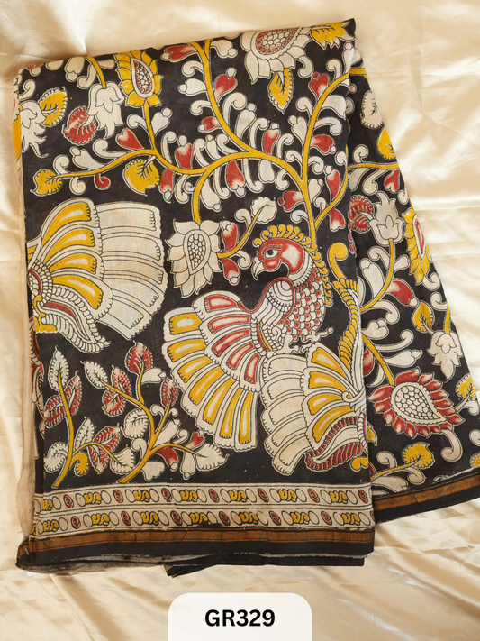 KALAMKARI WITH CHANDERI SILK BORDER SAREE