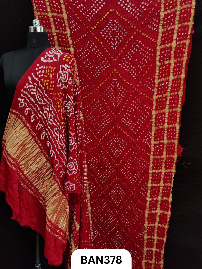 Modal Tissue Pallu Checks Border Choras Dani Bandhej Saree