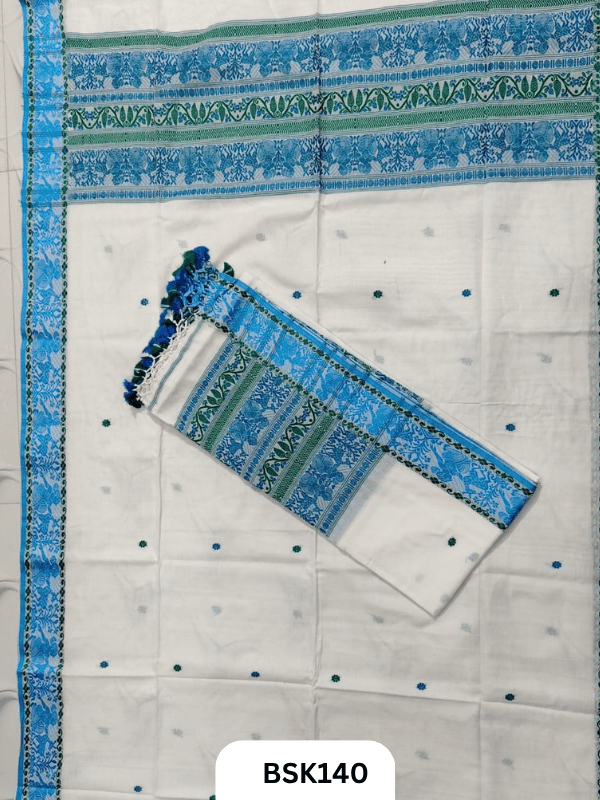Exclusive Baluchari Handloom Pure Cotton Salwar Suit Set – Embroidered Top 2.5 m & Dupatta 2.5Mtr