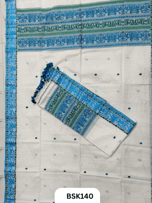 Exclusive Baluchari Handloom Pure Cotton Salwar Suit Set – Embroidered Top 2.5 m & Dupatta 2.5Mtr