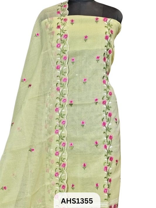 Exclusive  Kota Doria Embroidery Work -Top&duptta 2.5 Mtr