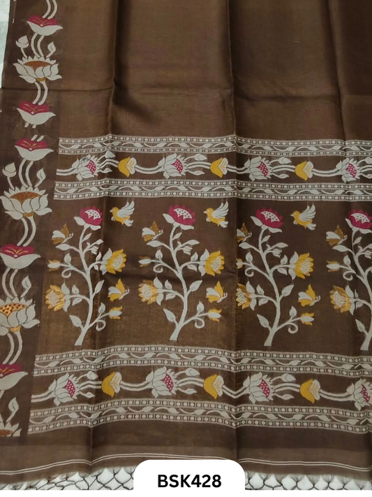 Pure Tussar Jamdani Gicha Handloom Weave