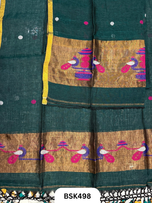 Pure Jayashree Linen By Linen Paithani - Top 2.6& Duppatta
