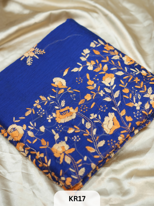 DUPION SILK WITH PURE HAND KANTHA HEAVY