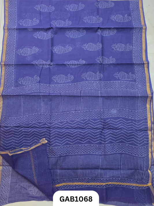Bagru Handblock Print Kota Doria Saree