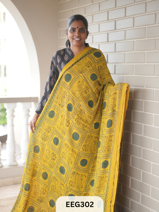AJRAKH CHINON SAREE