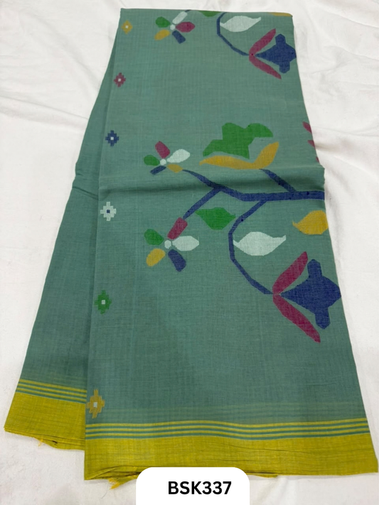Handloom Pure Mul Cotton With Jamdhani Weave Saree