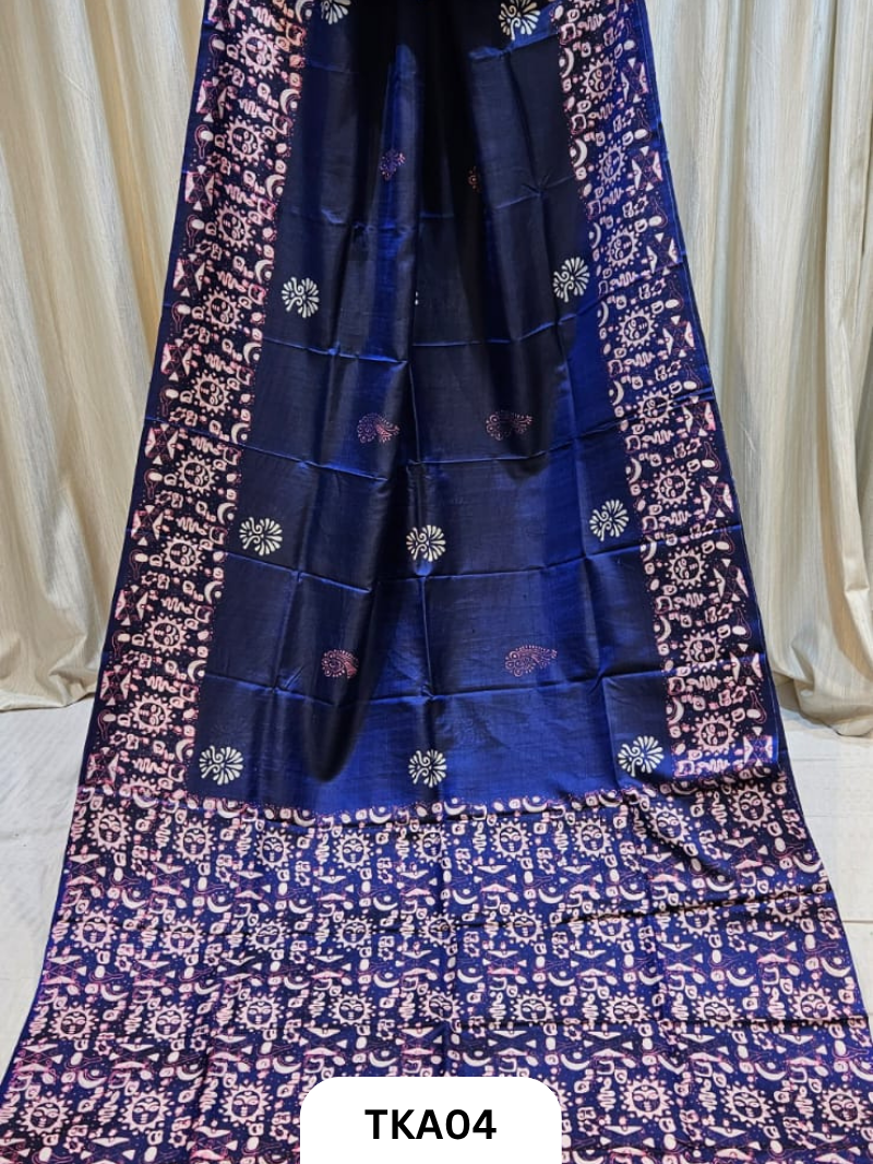 Pure Bishnupuri Silk Dual Shade Handblock