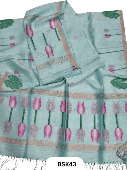 Premium Pure Handloom Linen Silk Salwar  Top 2.7 mtr  Duppata 2.5 mtr