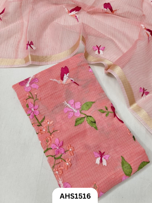 Kota Cotton Embroidery Work Dress Material