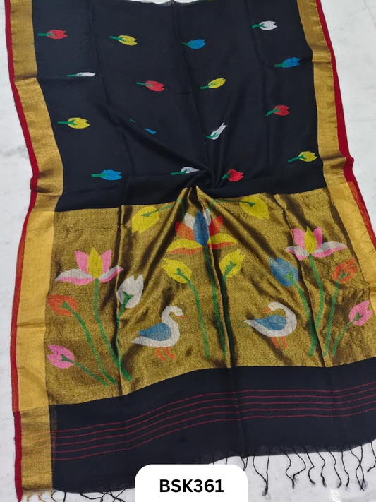 Handloom Pure Jayashree Linen With Paithani Saree