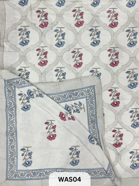 PREMIUM HAND BLOCK PRINTED JAIPURI COTTON 3 LAYER SIZE-90×108 KING SIZE