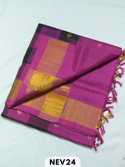 PALUM PAZHAMUM CHECKS WITH BUTTA  SILK COTTON SAREE