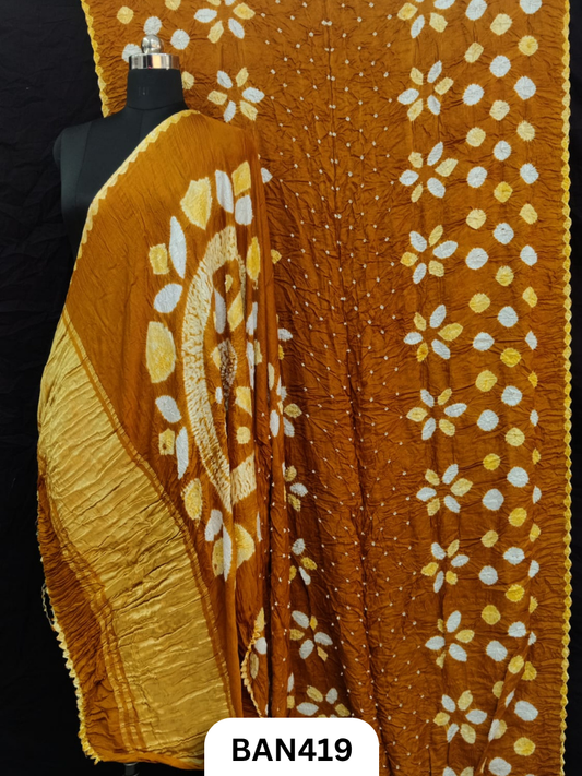 Semi Gaji Silk Tissue Pallu Shibori Pallu Shibori Border Bandhej Saree