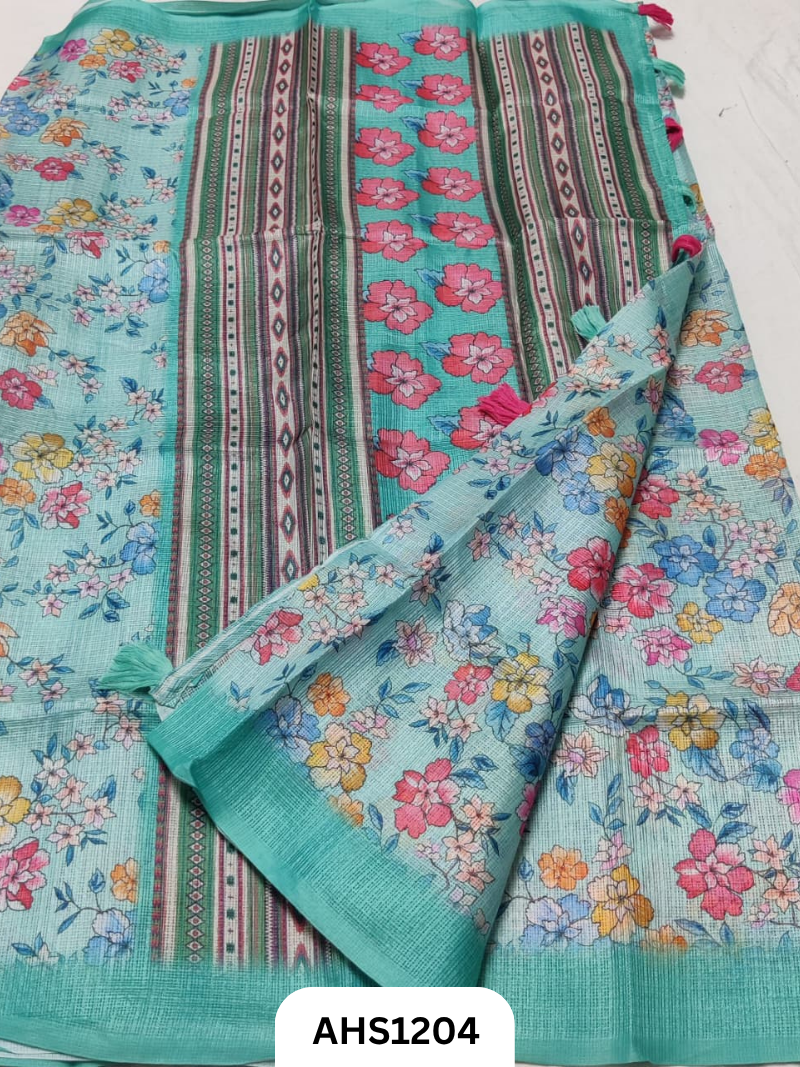 Soft Silk Kota Digital Print Saree With Blouse