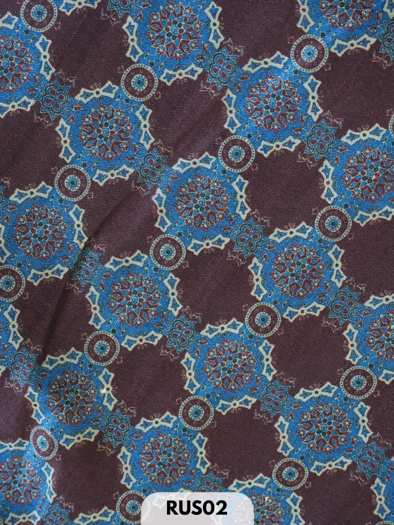 Dupion ajrakh fabric-1 mtr