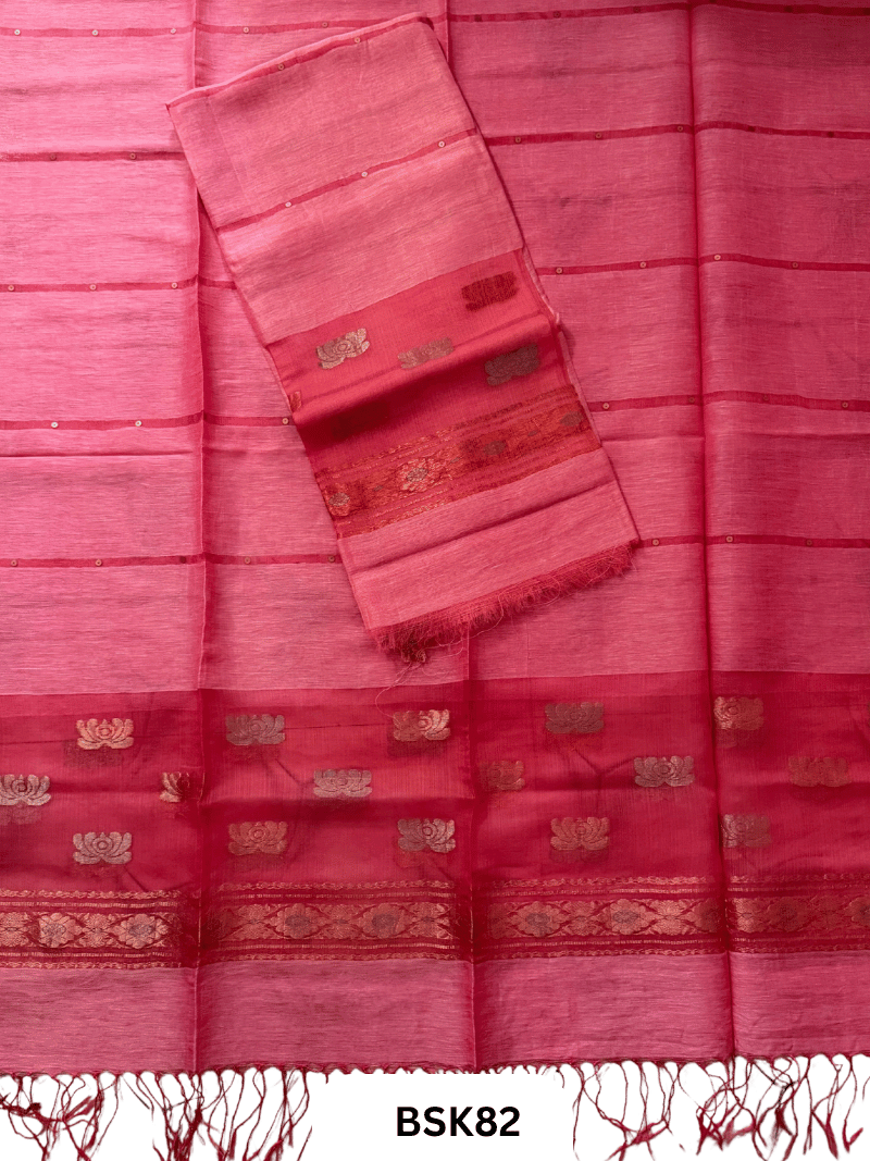 Premium Pure Handloom Linen Silk Salwar  Top 2.7 mtr  Duppata 2.5 mtr