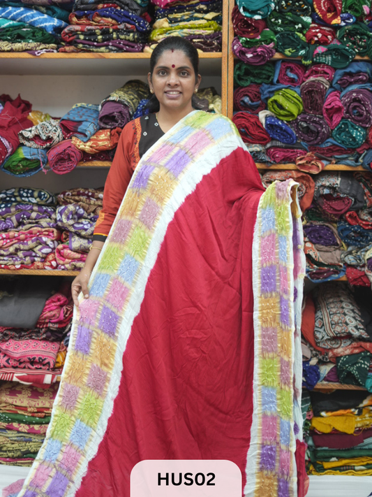PURE MODAL WITH CHECKS MULTI COLOUR BORDER