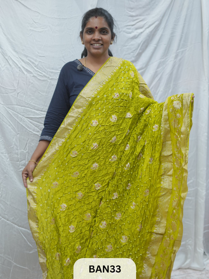 PURE RAW SILK WITH MEENAKARI BUTTA BANDHINI SAREE