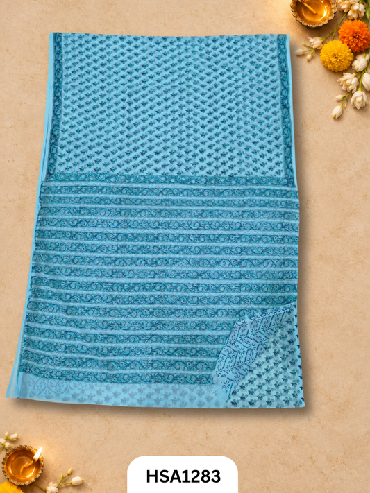 Hand block printed  Hand tye-dye  Lahriya Saree