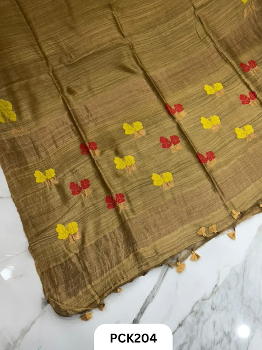 Pure Handloom Matka Handweaving Jamdani Motifs  Saree