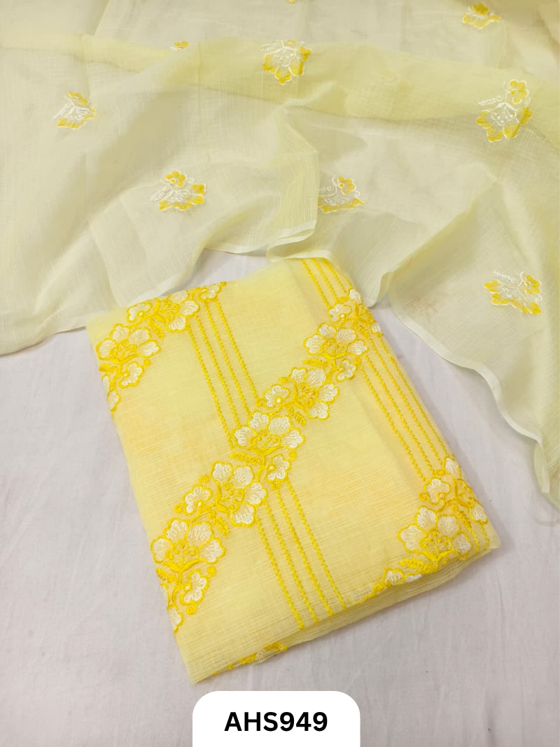 Kota Doria Premium Embroidery Work - Top and Duptta 2.5mtr