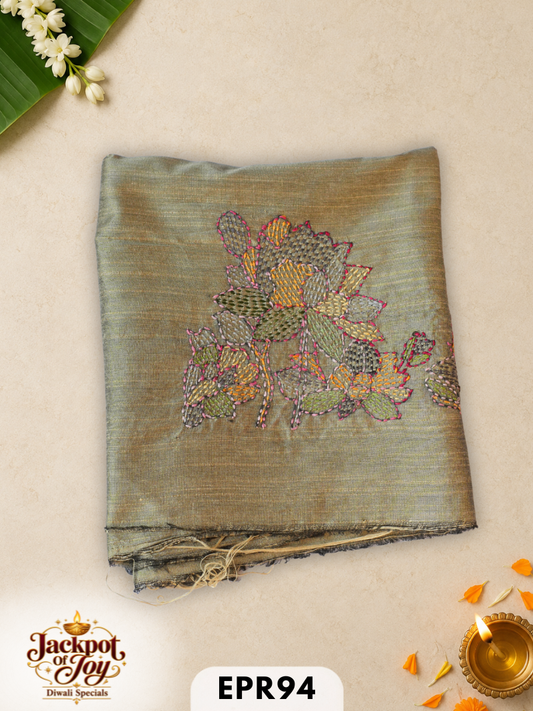Raw silk with Kantha Blouse