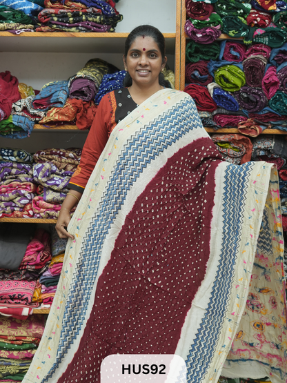 PURE DOLA SILK WITH AJRAKH MINAKARI PALLU