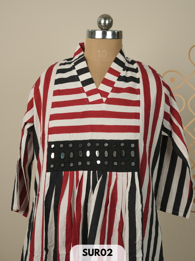 AJRAKH KUTCH EMBROIDERY COTTON KURTI