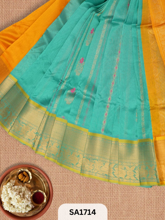 PURE HANDLOOM MANGALGIRI SAREE | BUTTA PALLU