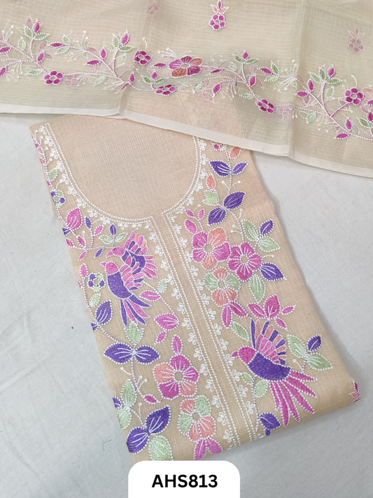 Kota Doria Premium Embroidery Work - Top and Duptta 2.5mtr