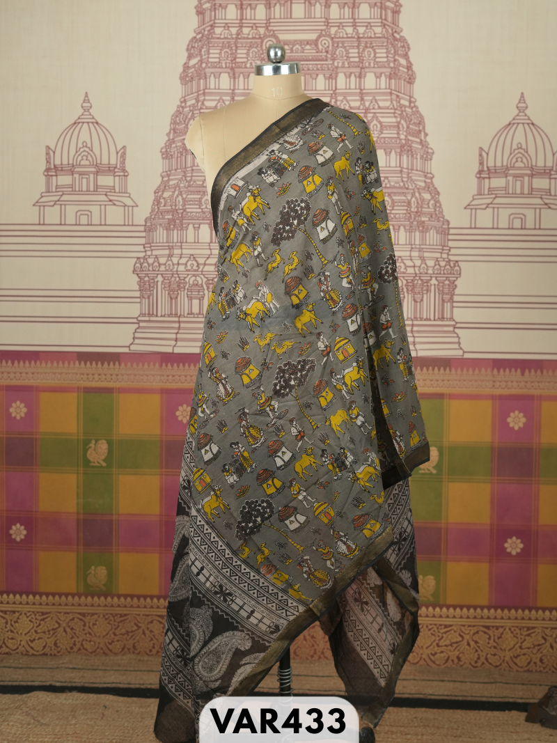 kalamkari cotton border duppatta + shipping