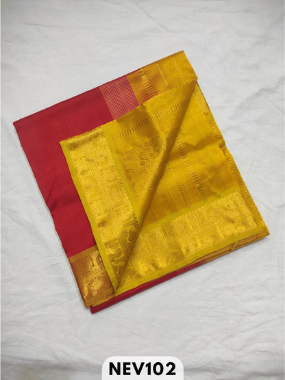 Handloom Silkcotton Design border body plain saree with contrast blouse