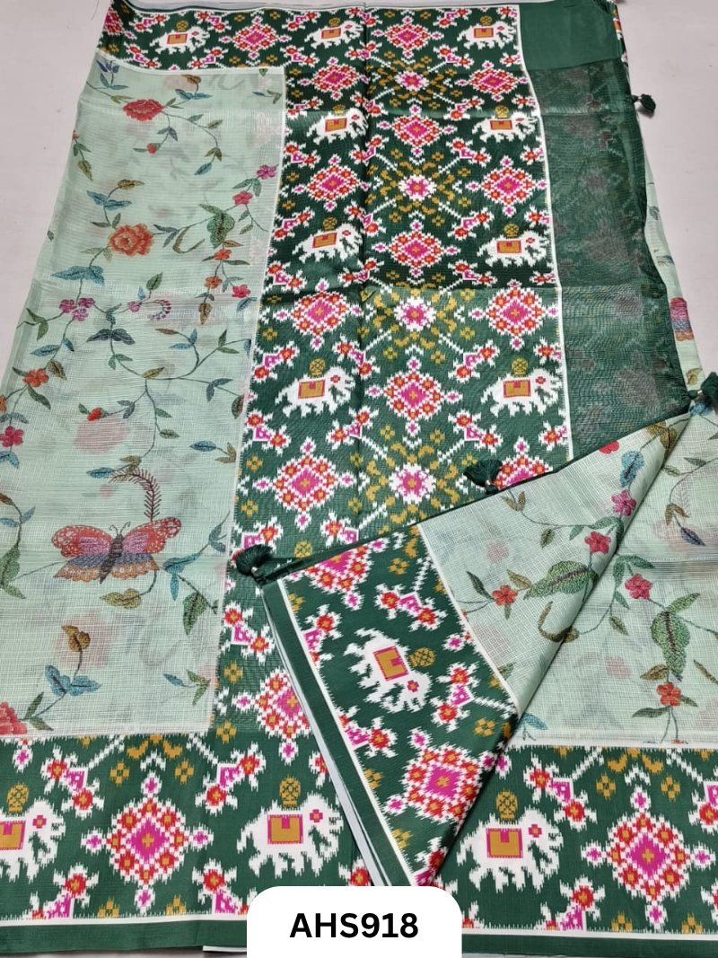Soft Silk Kota Digital Print With Patola Border Pallu Saree